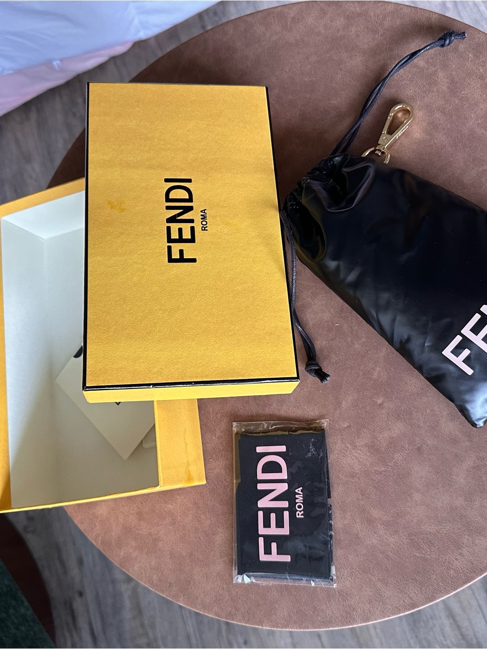 Fendi Black Puffer Glasses Case with Yellow and Black Branded Box